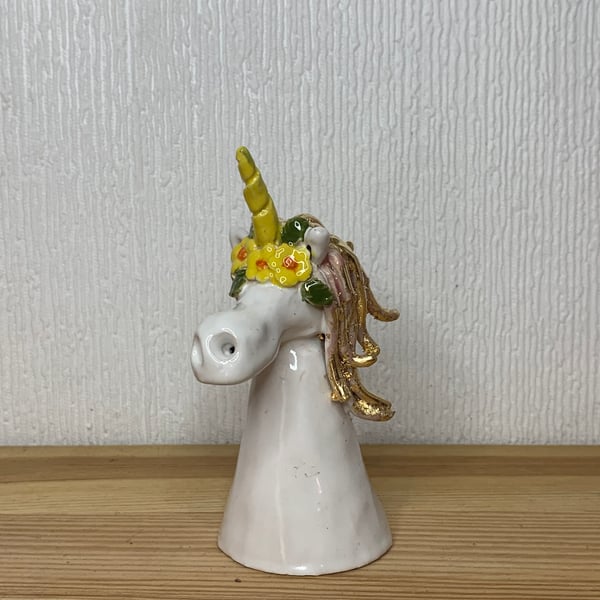 Ceramic Unicorn Gold Leaf Pink Clay Unicorn Nursery Decor Gift 