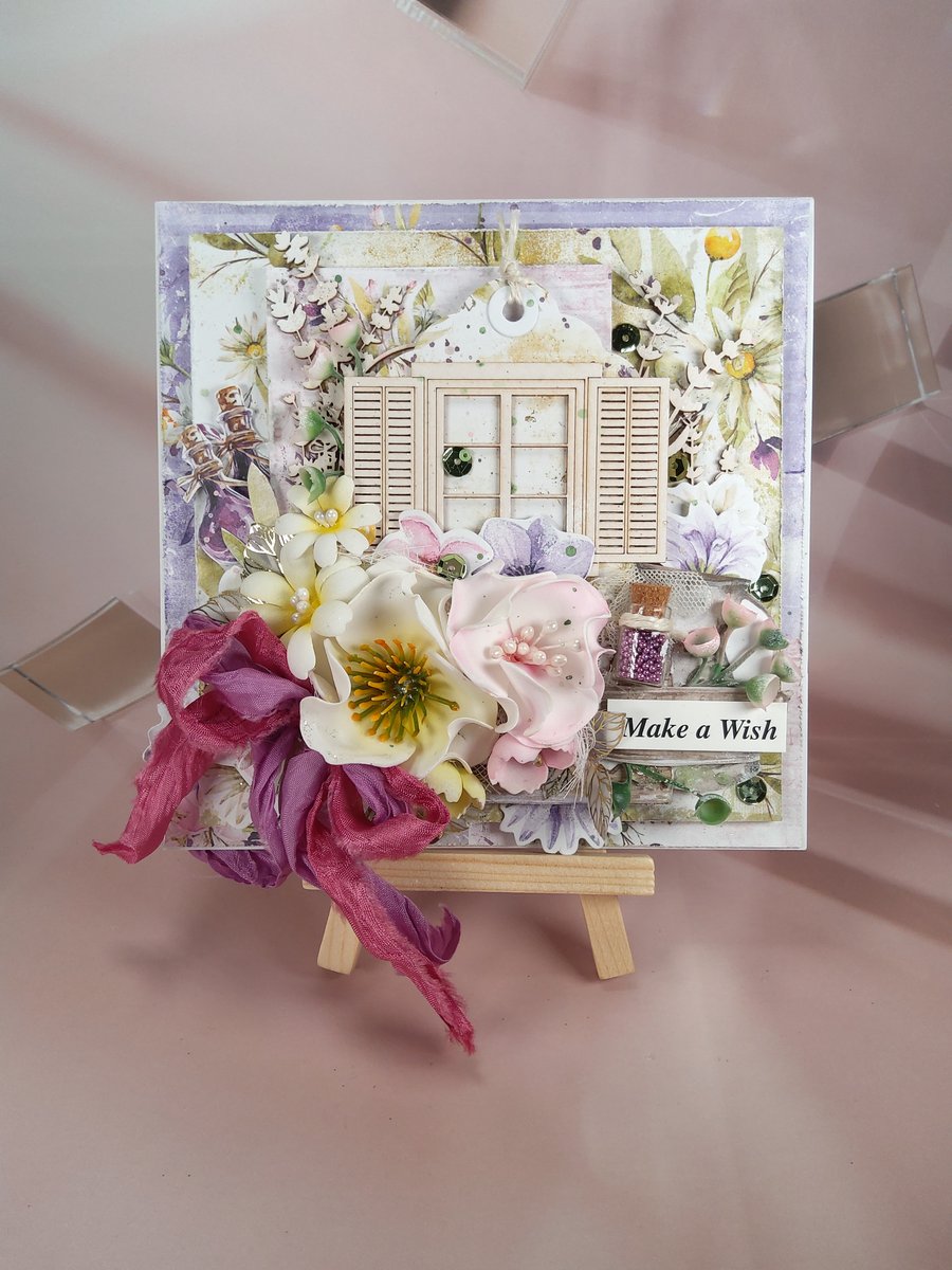 Handmade Floral Card (73) Gift Box with Window included