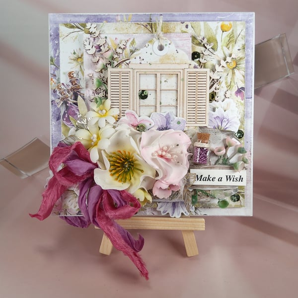 Handmade Floral Card (73) Gift Box with Window included