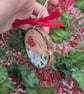 Mouse hand-painted Christmas log slice decoration  - Image 4