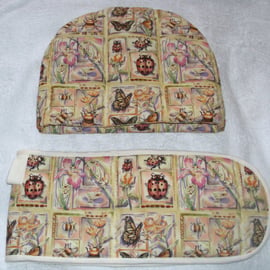 Butterflies, Bugs and Bees tea cosy and oven glove set