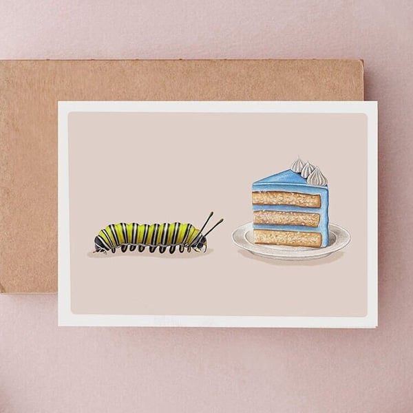 Caterpillar Cake Birthday Card - Birthday Card, Funny Birthday Card, Colin Card