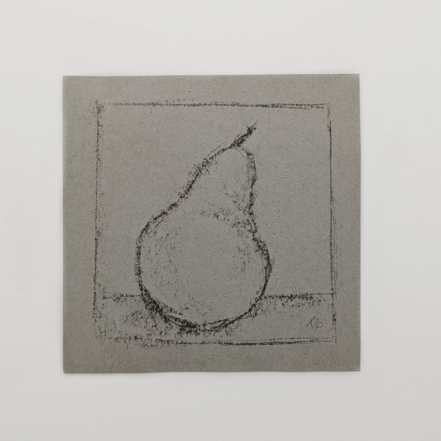 Original Pear Sepia Chalk Sketch