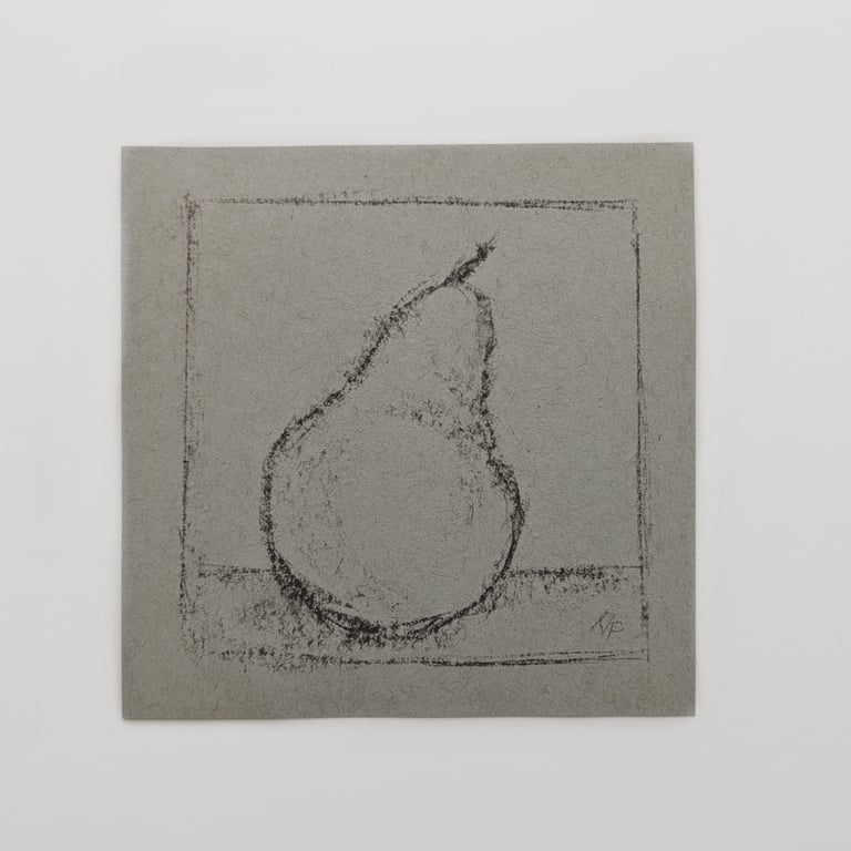 Original Pear Sepia Chalk Sketch
