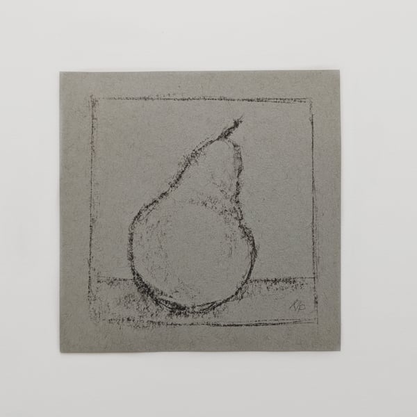 Original Pear Sepia Chalk Sketch