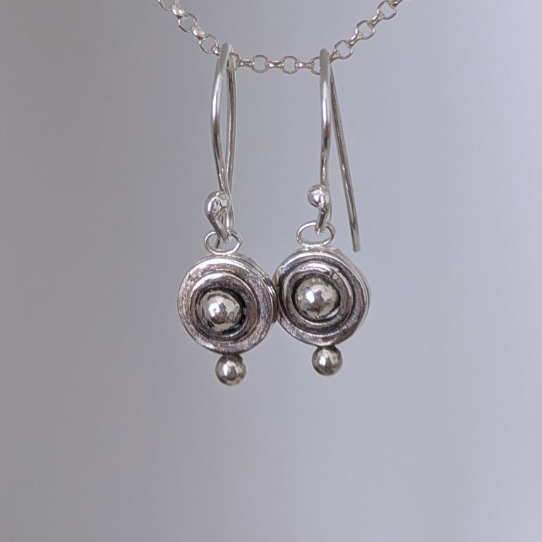 Rustic dangle earrings - celtic inspired - recycled sterling silver