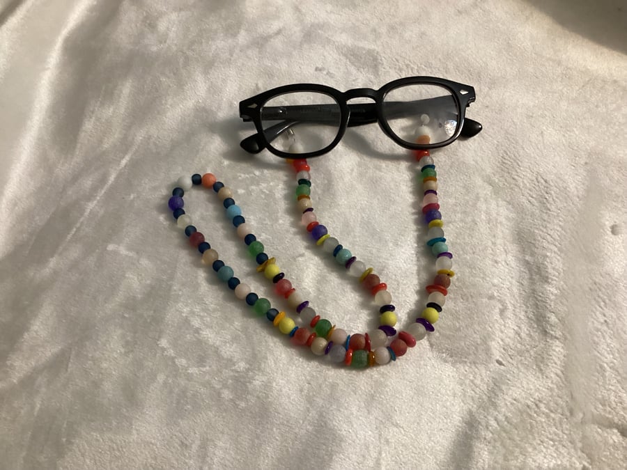Glasses lanyard, frosted beaded lanyard, beaded chain.