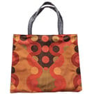 Vintage 1960s 1970s geometric pattern fabric shoulder tote bag