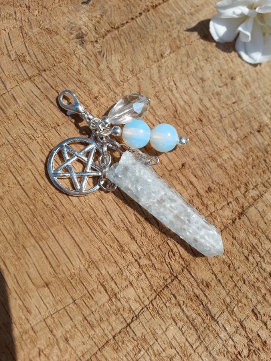 Handmade Pagan Wiccan Gemstone quartz pendant charm