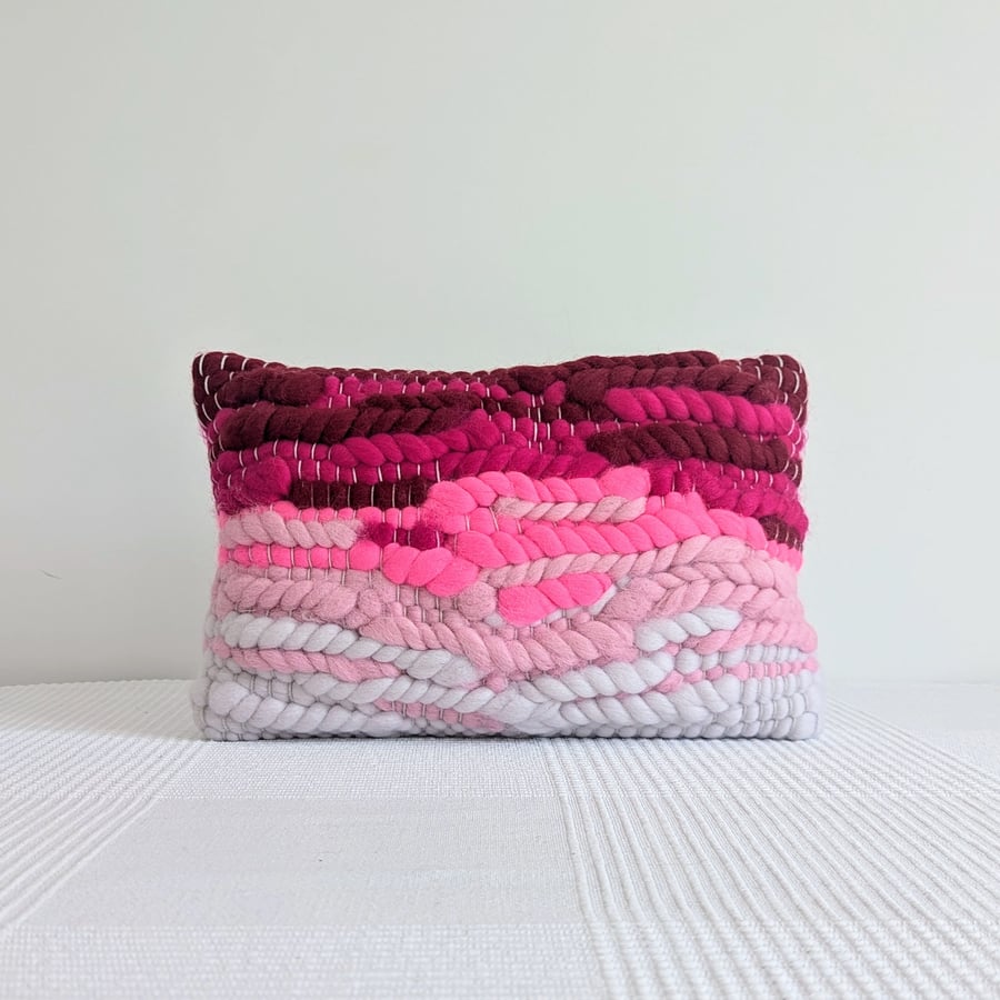 Rectangular Handwoven Cushion with Zip Fastening