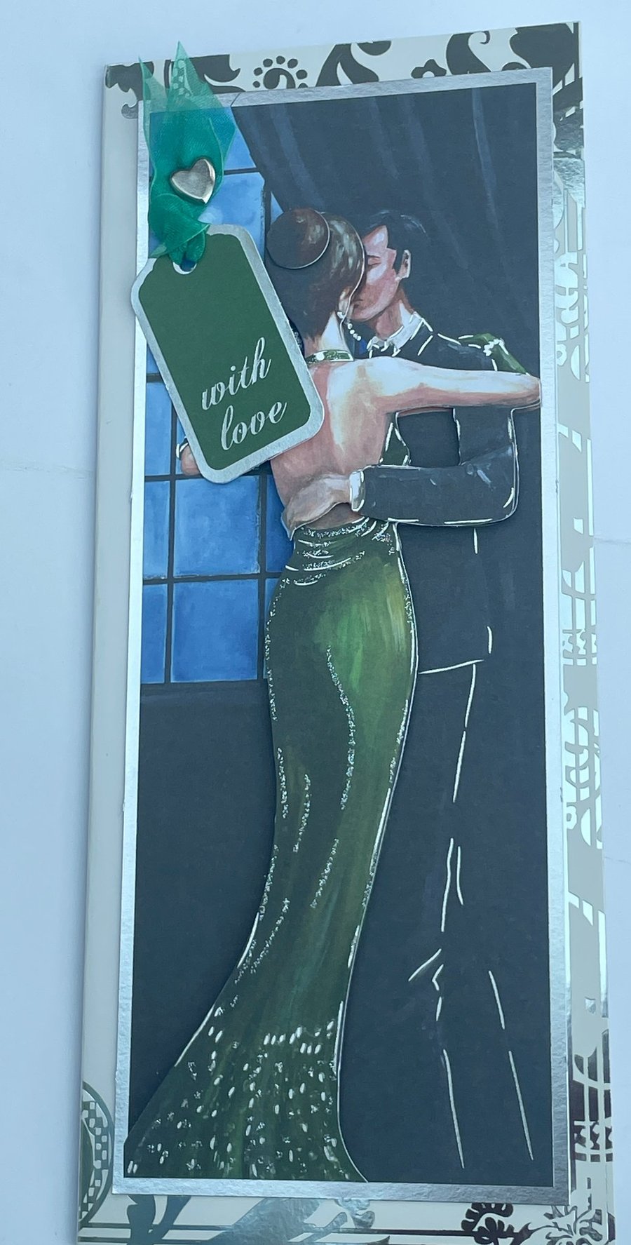 Elegant couple dancing With Love Anniversary card