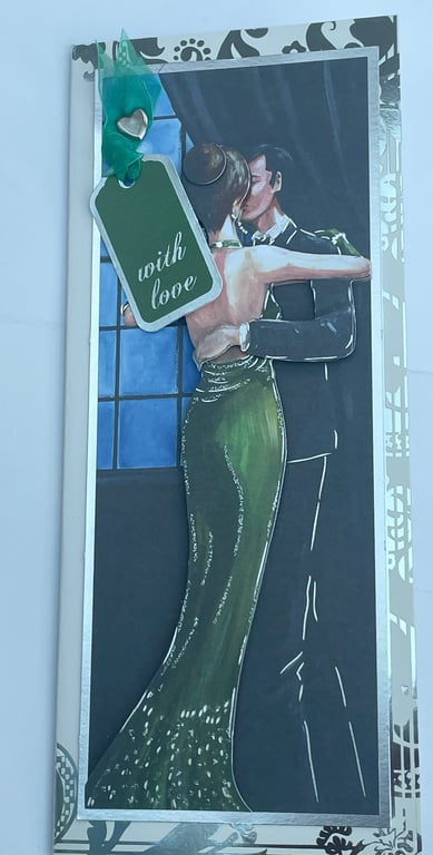 Elegant couple dancing With Love Anniversary card