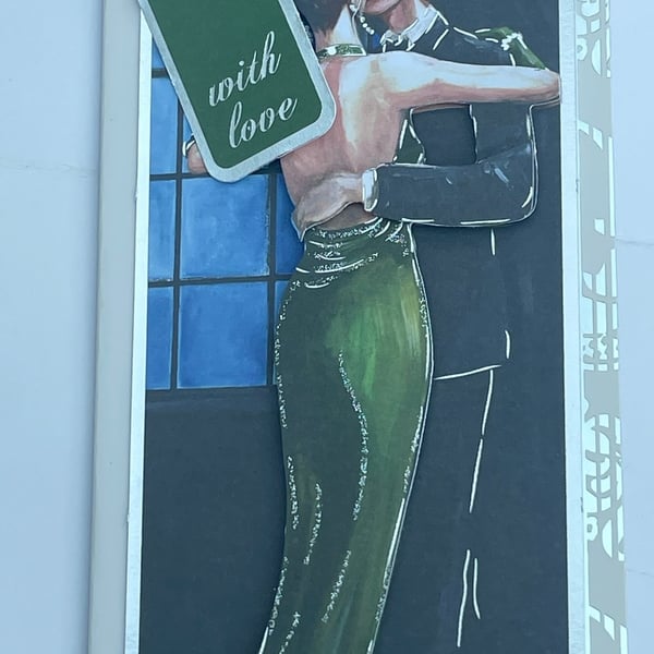 Elegant couple dancing With Love Anniversary card