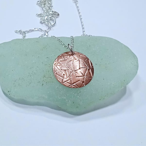 Small Star Stamped Copper Pendant Necklace - UK Free Post