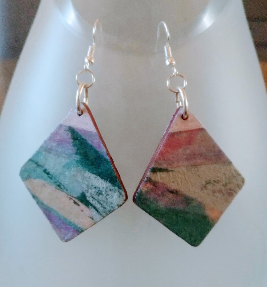 Geometric wood earrings