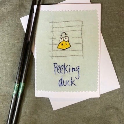 "Peeking duck" card.