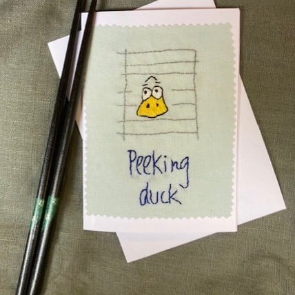 "Peeking duck" card.