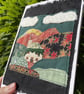 House in the mountains, textile hand embroidered 'new home'  keepsake card - Image 5