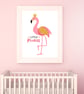 Flamingo nursery wall print, flamingo princess wall art, flamingo decor - Image 3