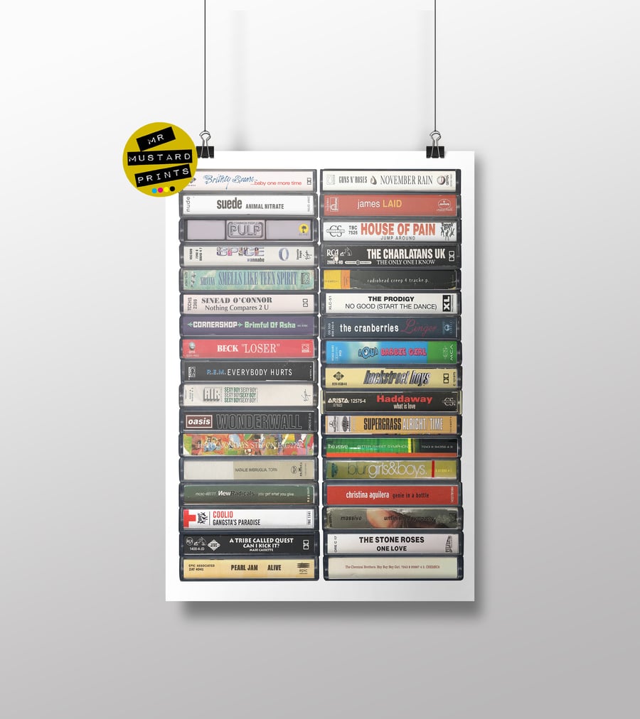 Image of Ultimate 90s Singles Print - Iconic 1990s Tracks