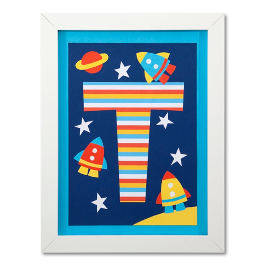 Boys Personalised Space Rocket Print