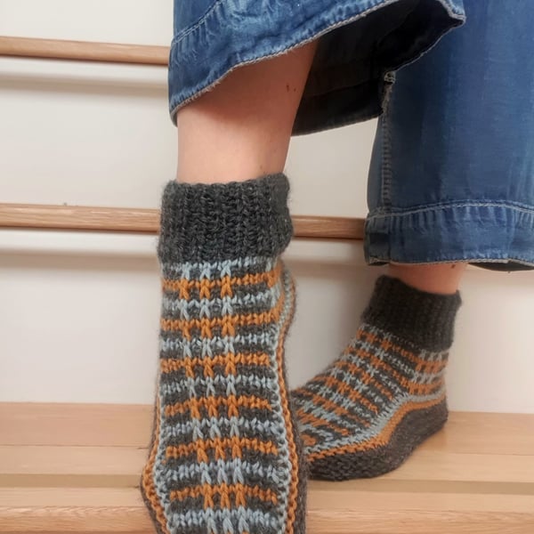 Hand knitted slippers, Wool sofa socks, Christmas gift for women, Winter socks