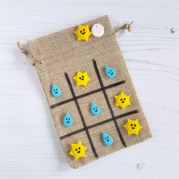 Sunshine and raindrop themed Tic Tac Toe game