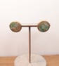 Green  agate polymer clay earrings- large studs - Image 1