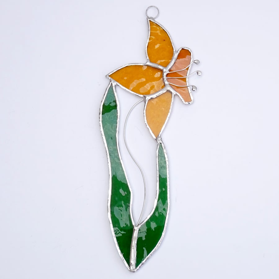 Stained Glass Daffodil Suncatcher - Handmade Hanging Decoration
