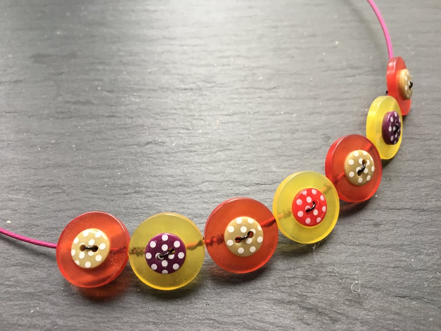 Button Necklace  Layered Button Choker