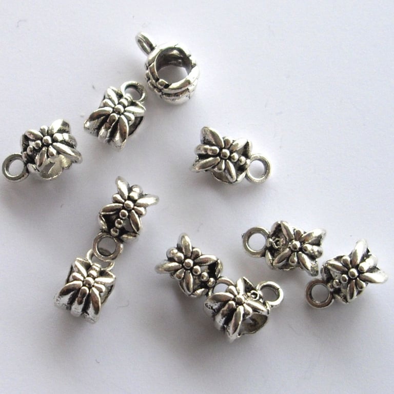 10 x Tibetan Silver Butterfly Bail Beads