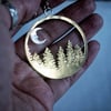 Sleepy Moon & Forest Hoops on Reclaimed brass and Eco Silver