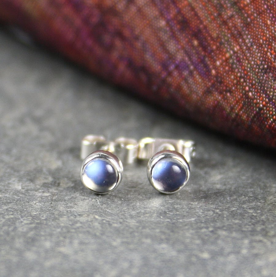 Moonstone studs sterling silver , gemstone studs