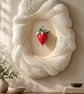 Forbidden Fruit: Plaster Strawberry Sculpture with Snake-Inspired Relief