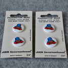 DESTASH: 4 Vintage Paddington Bear Plastic Shank Buttons on Original JHB Card