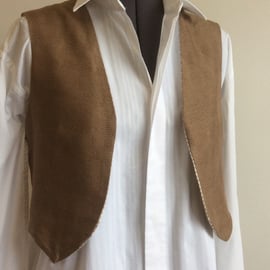  Reversible Sleeveless Jacket, waistcoat, light brown, cream