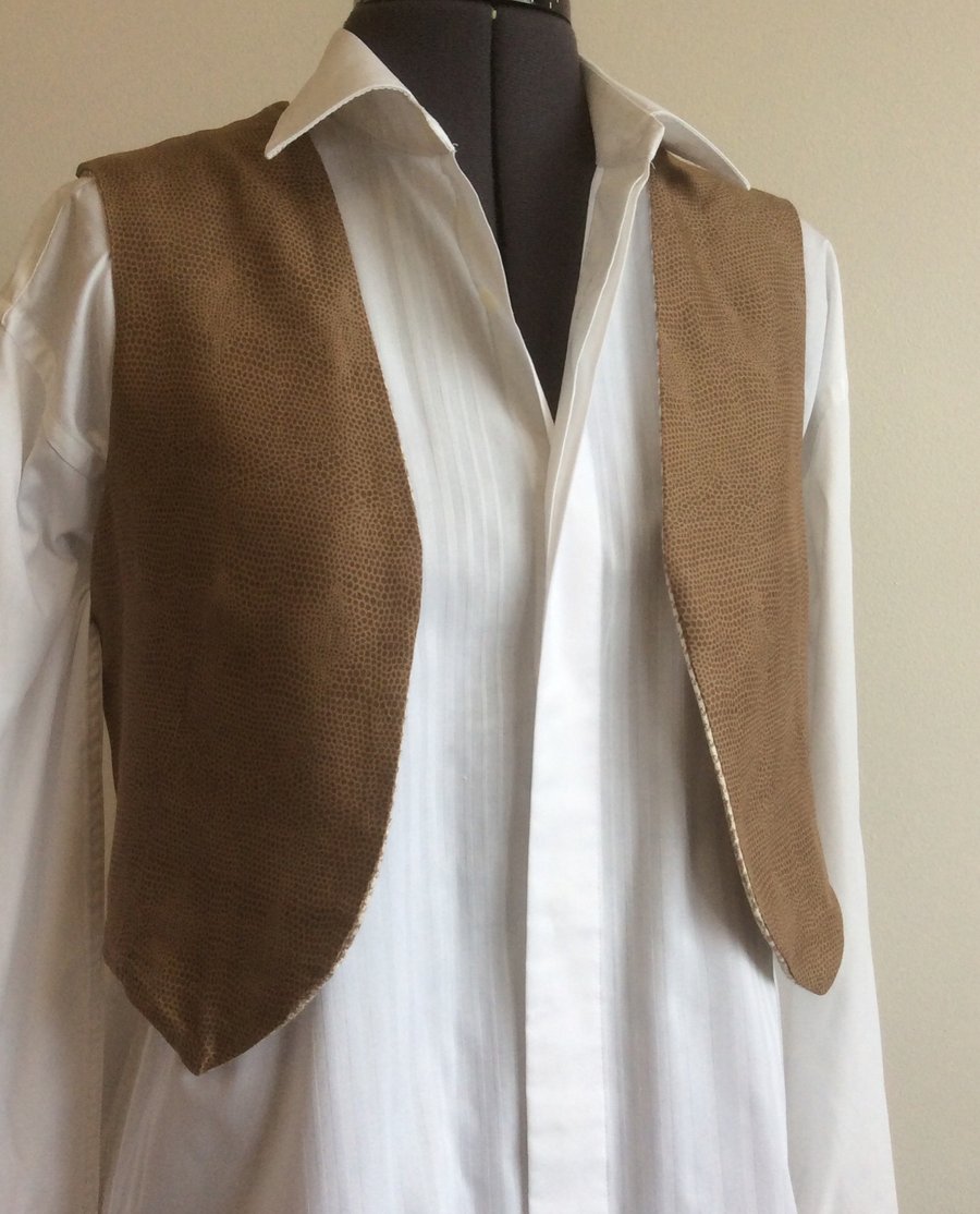  Reversible Sleeveless Jacket, waistcoat, light brown, cream