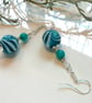 Hand Blown Vanitian Glass & Quartzite Silver Plate Earrings - Image 2