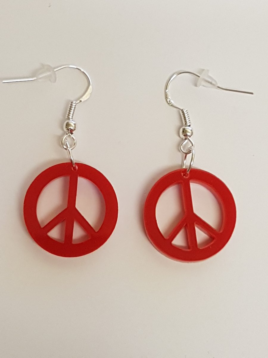Peace Symbol Earrings - Acrylic