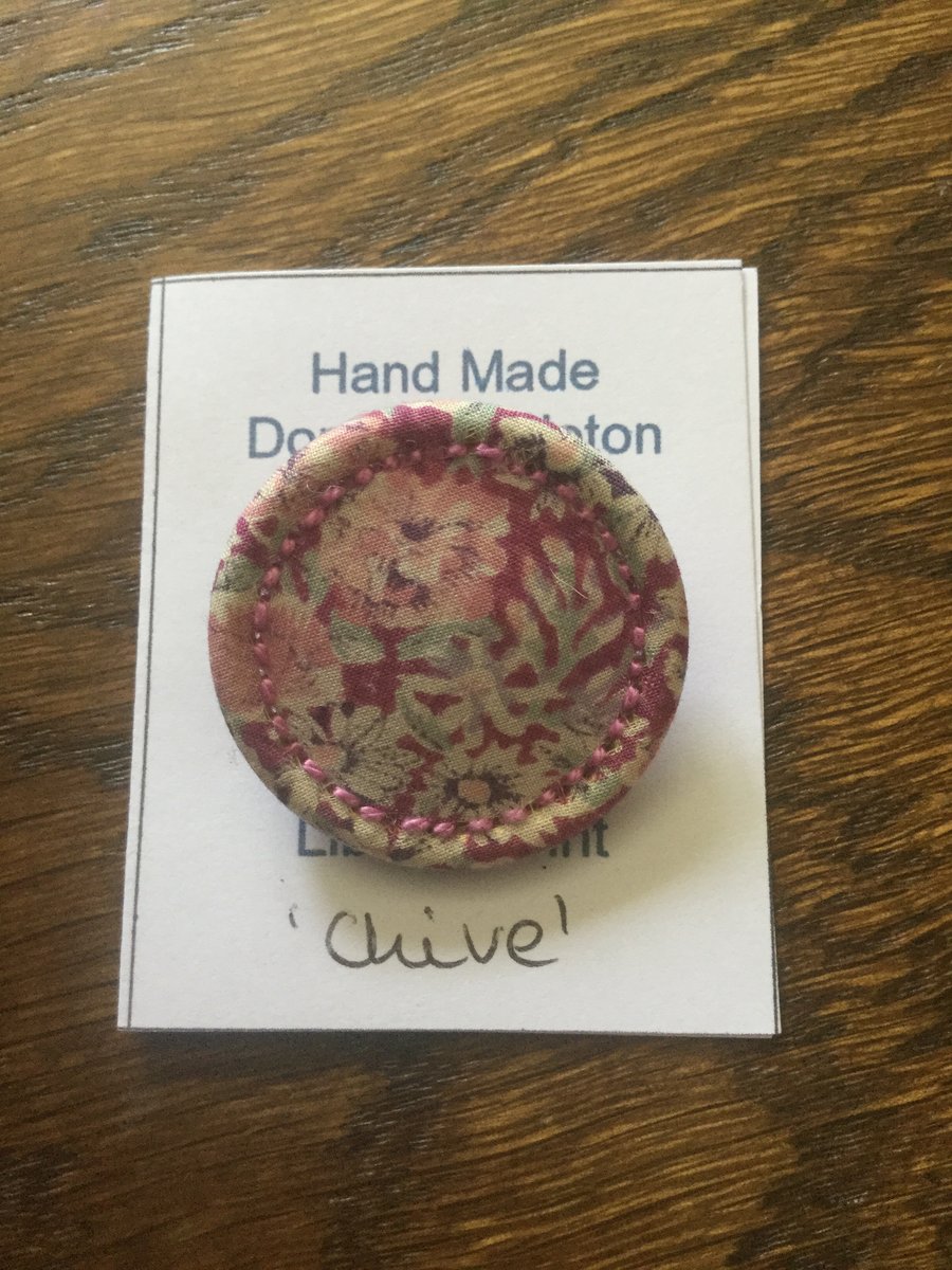 Liberty Print Dorset Singleton Button Brooch, ‘Chive’, Pink