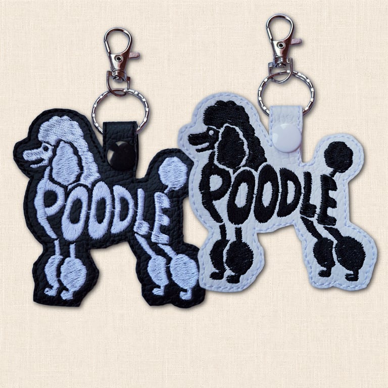 Poodle Keyring - Dog Silhouette Word Art Accessory