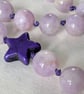 Lilac Kunzite knotted necklace with purple howlite star