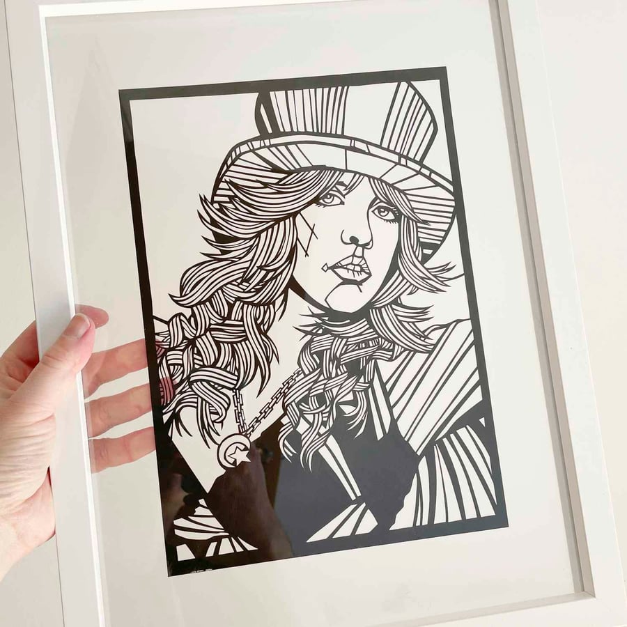 Stevie Nicks handcrafted papercut, Available in 2 sizes - Fleetwood Mac wall art