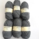 Woolyknit Aran British Wool 6 x 50 gram balls in Grey