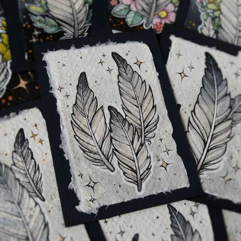 floaty feathers - original aceo illustration