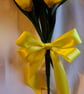 Beautiful Trio of Yellow Ribbon Tulips - Yellow Bow. Faux Flowers Gift - Image 7