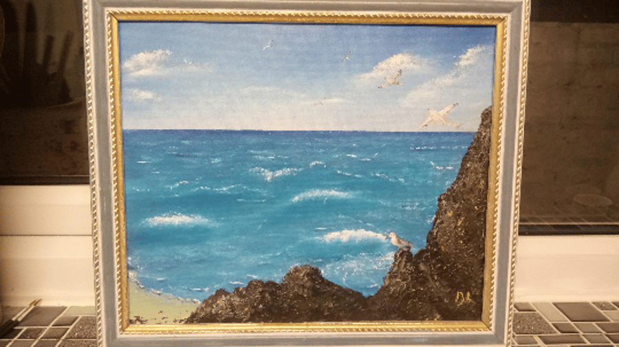 Guernsey Scenes Rocky Coastline Impression Oil Painting