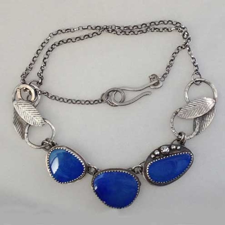Blue Australian Opal necklace - Folksy