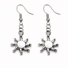 Silver Sunburst Earrings – Celestial Sun Dangle Earrings, Sterling Hooks