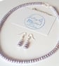 Lilac Genuine Freshwater Pearl Necklace & Earrings Set Silver Plated Jewellery  - Image 1